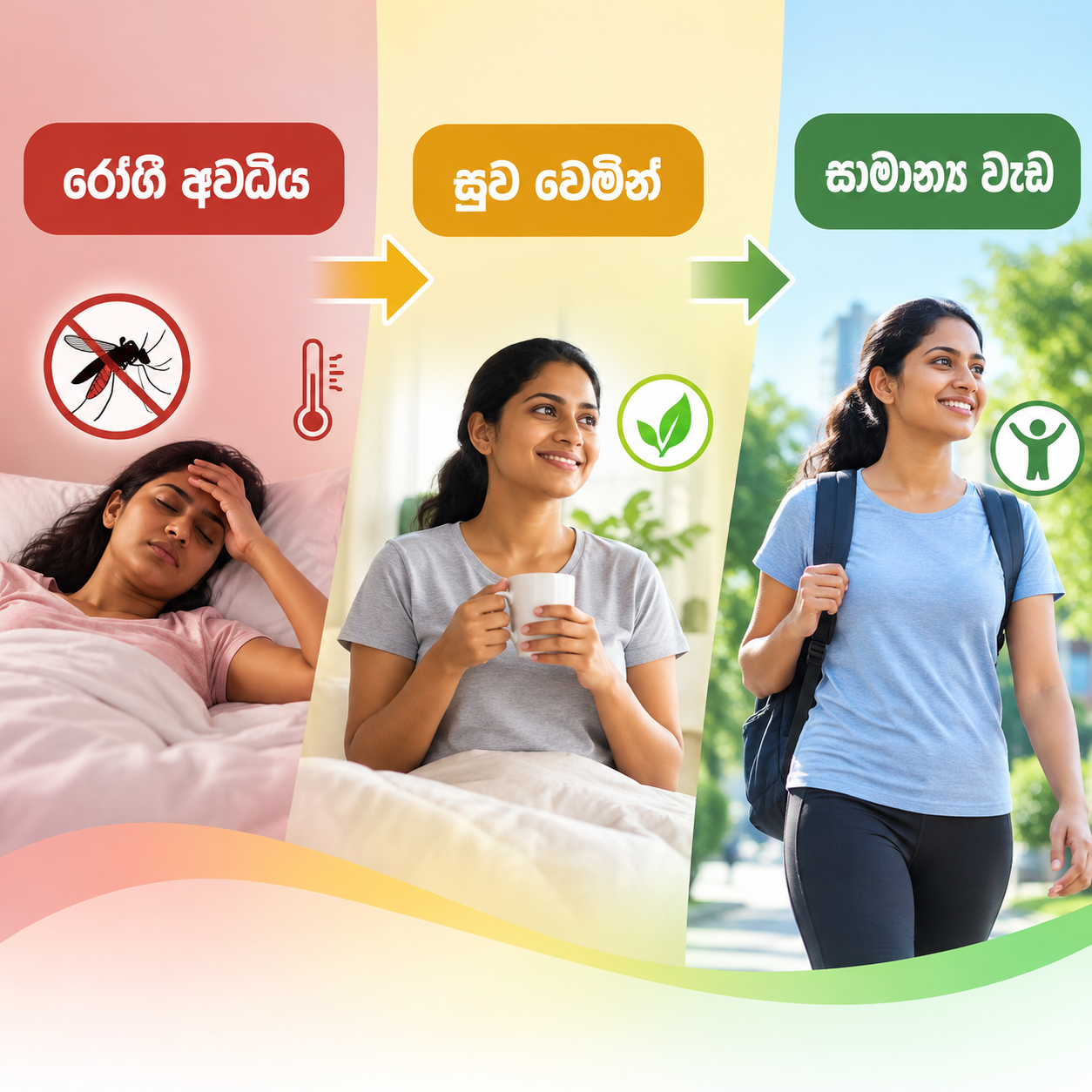 ඩෙංගු රෝගී අවධියේ සිට සුව වෙමින් සාමාන්‍ය වැඩවලට නැවත පැමිණීම